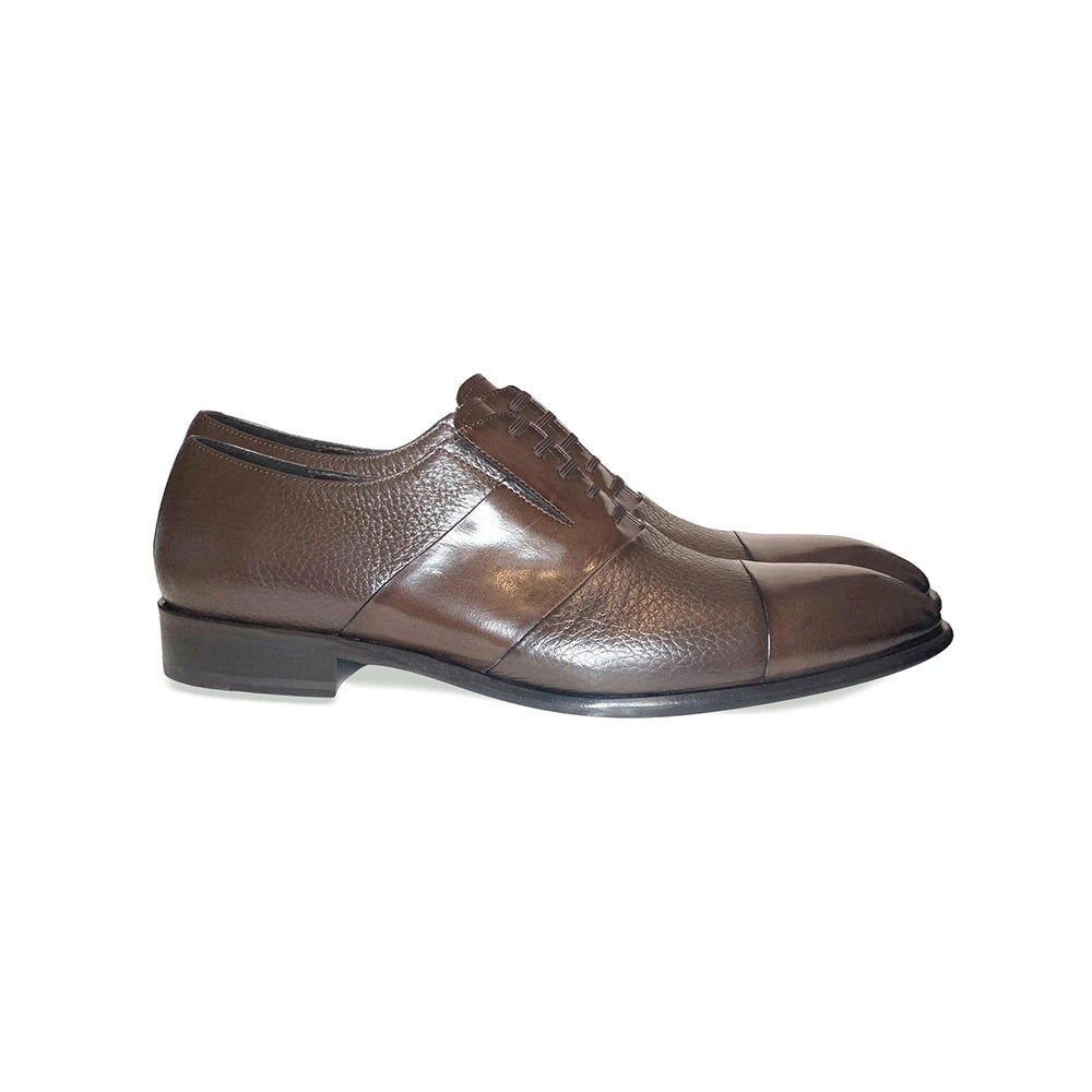 Corrente C0142-5691 Cap Toe Fake Lace Deerskin Shoes Brown