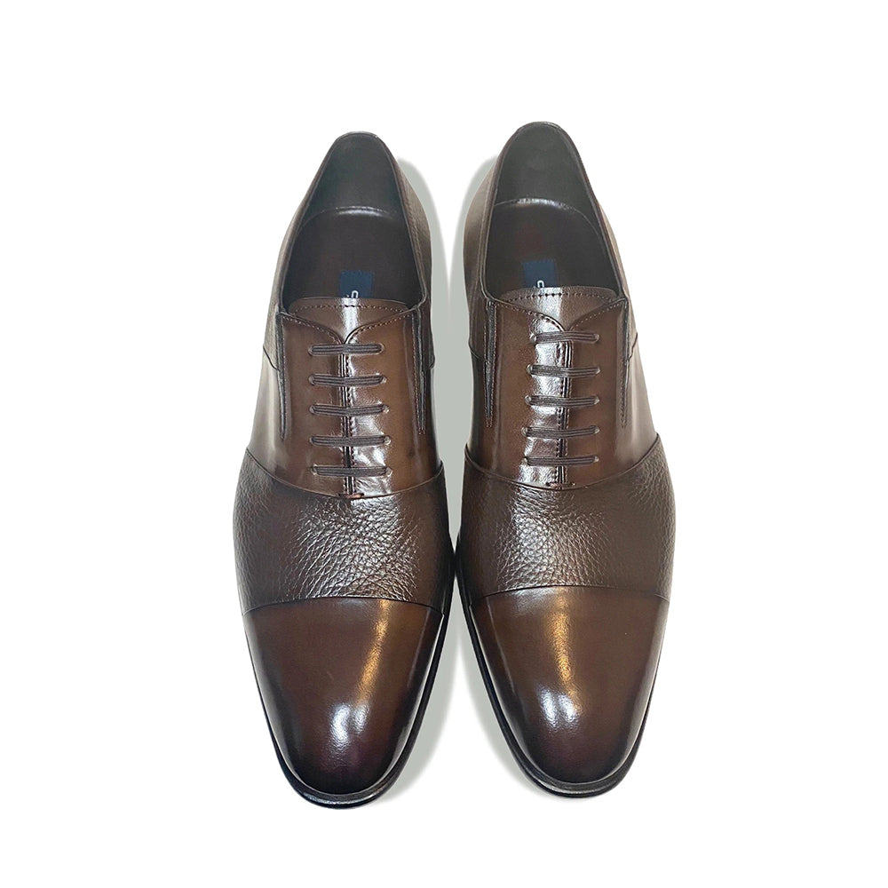 Corrente C0142-5691 Cap Toe Fake Lace Deerskin Shoes Brown