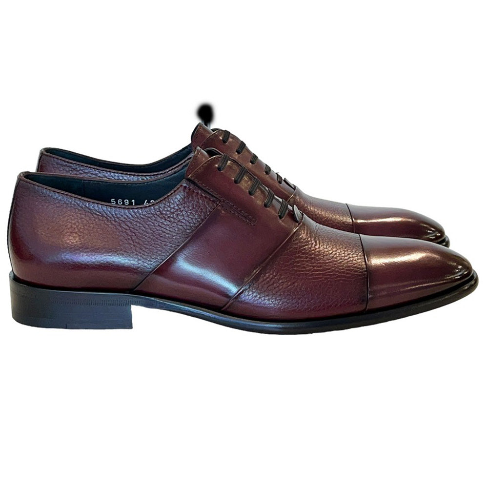 Corrente C0142-5691 Deerskin Cap-Toe Tie-Less Shoes Burgundy