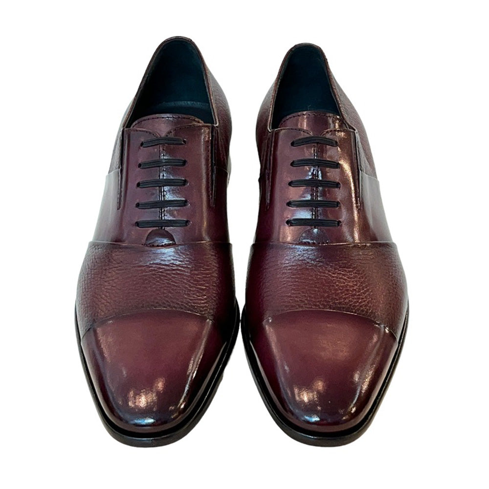 Corrente C0142-5691 Deerskin Cap-Toe Tie-Less Shoes Burgundy