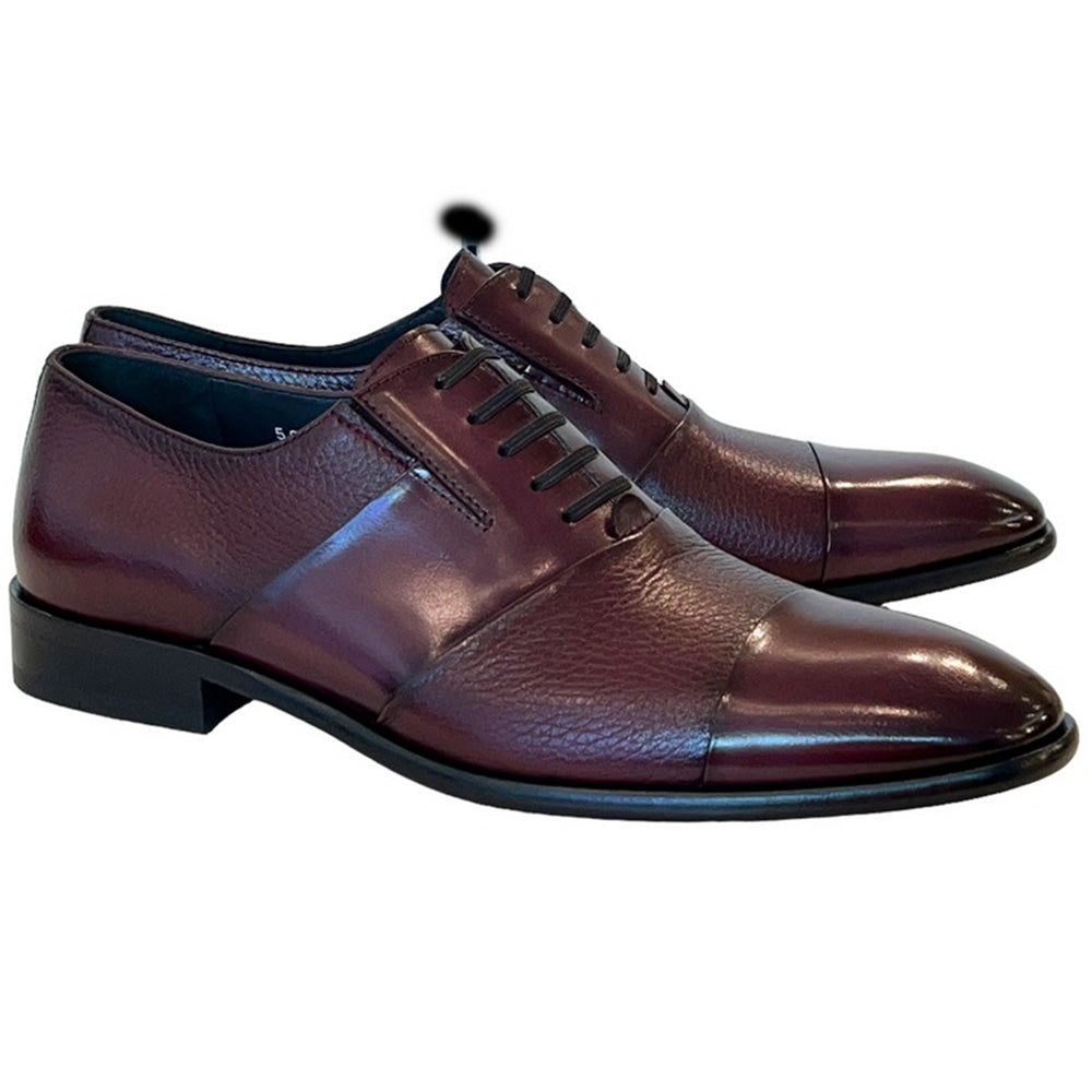 Corrente C0142-5691 Deerskin Cap-Toe Tie-Less Shoes Burgundy