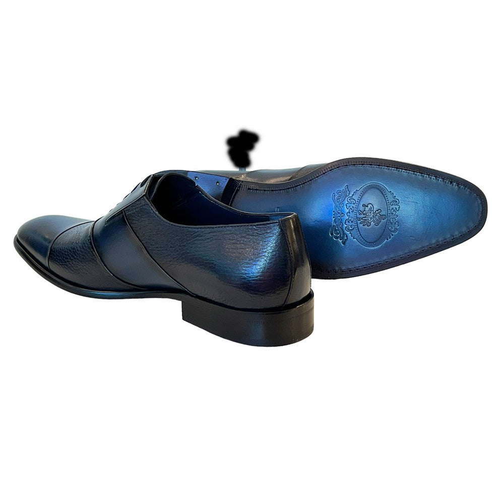 Corrente C0143-5691 Deerskin Cap-Toe Tie-Less Shoes Navy