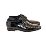 Corrente C015-4763 Croco Print Lace Up Shoes Black