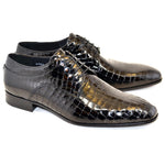 Corrente C015-4763 Croco Print Lace Up Shoes Black