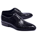 Corrente C015-6291 Croco Print Lace Up Shoes Black