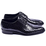Corrente C015-6291 Croco Print Lace Up Shoes Black