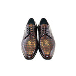 Corrente C016-4763 Croco Print Lace Up Shoes Burgundy
