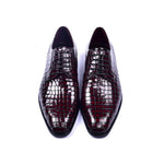 Corrente C1506-6291 Croco Print Lace Up Shoes Burgundy