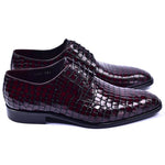 Corrente C1506-6291 Croco Print Lace Up Shoes Burgundy