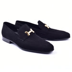 Corrente C02003-5760 H Buckle Suede Loafers Black