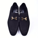 Corrente C02003-5760 H Buckle Suede Loafers Black