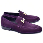 Corrente C02004-5760 H Buckle Suede Loafers Purple