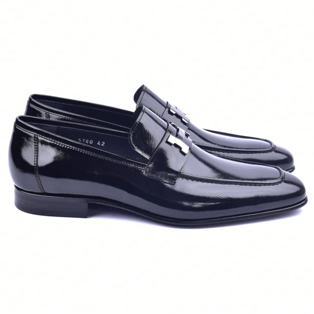 Corrente C02006-5760 H Patent Leather Loafers Black