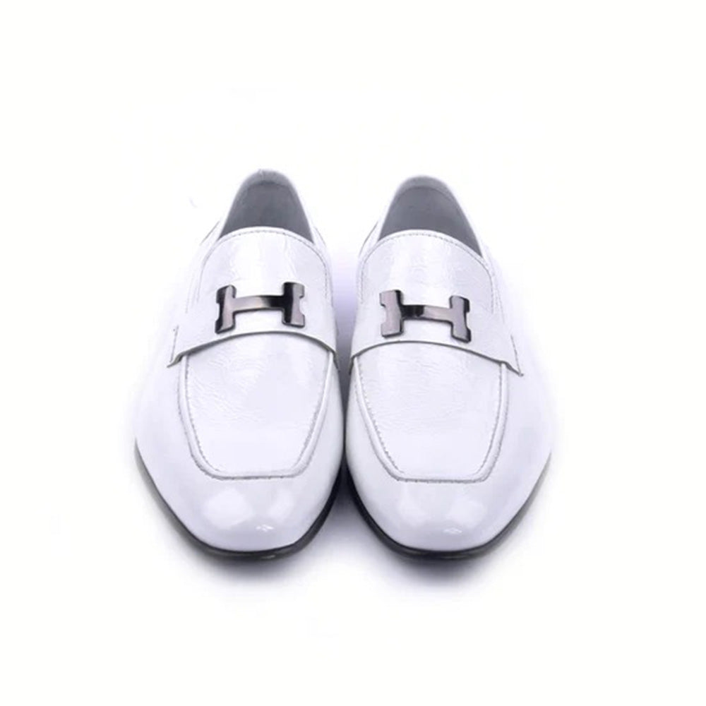 Corrente C02007-5760 H Patent Leather Loafers White