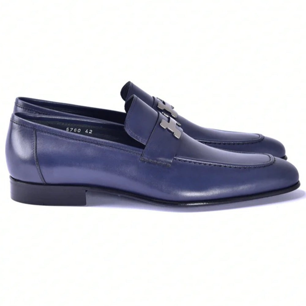 Corrente C02009-5760 H Buckle Loafers Navy
