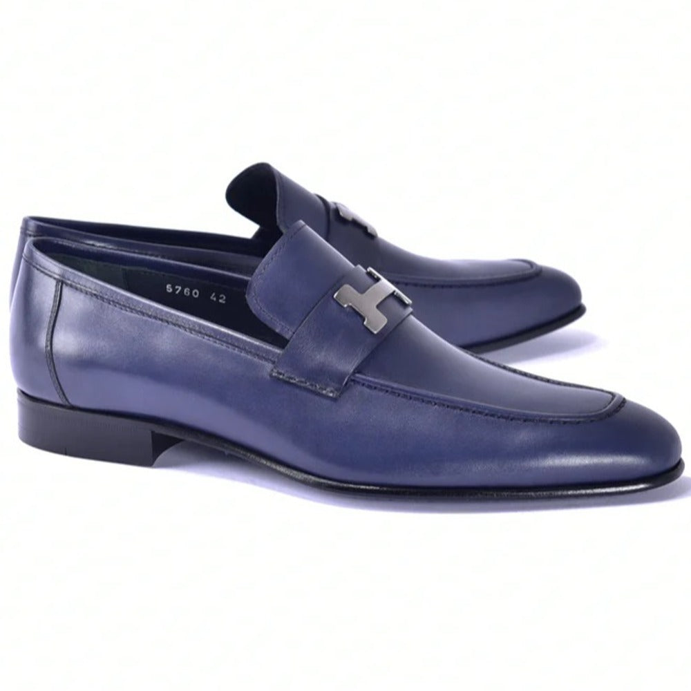 Corrente C02009-5760 H Buckle Loafers Navy