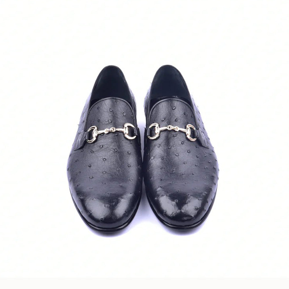 Corrente C02201-5405 Genuine Ostrich Loafers Black