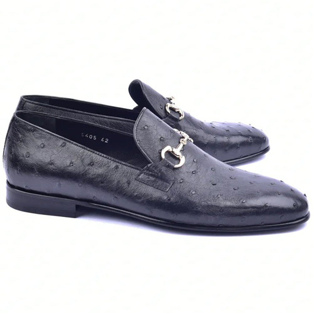 Corrente C02201-5405 Genuine Ostrich Loafers Black
