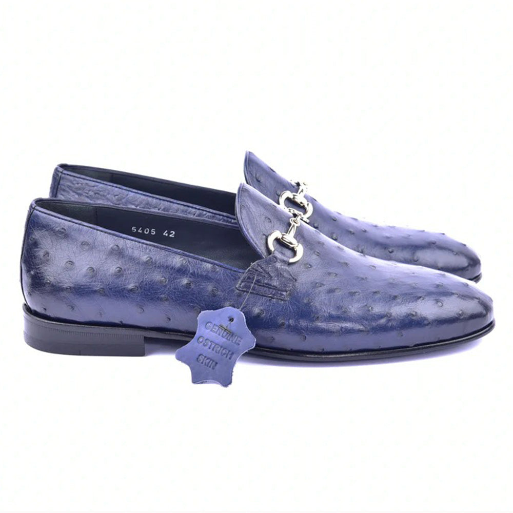 Corrente C02202-5405 Genuine Ostrich Loafers Navy