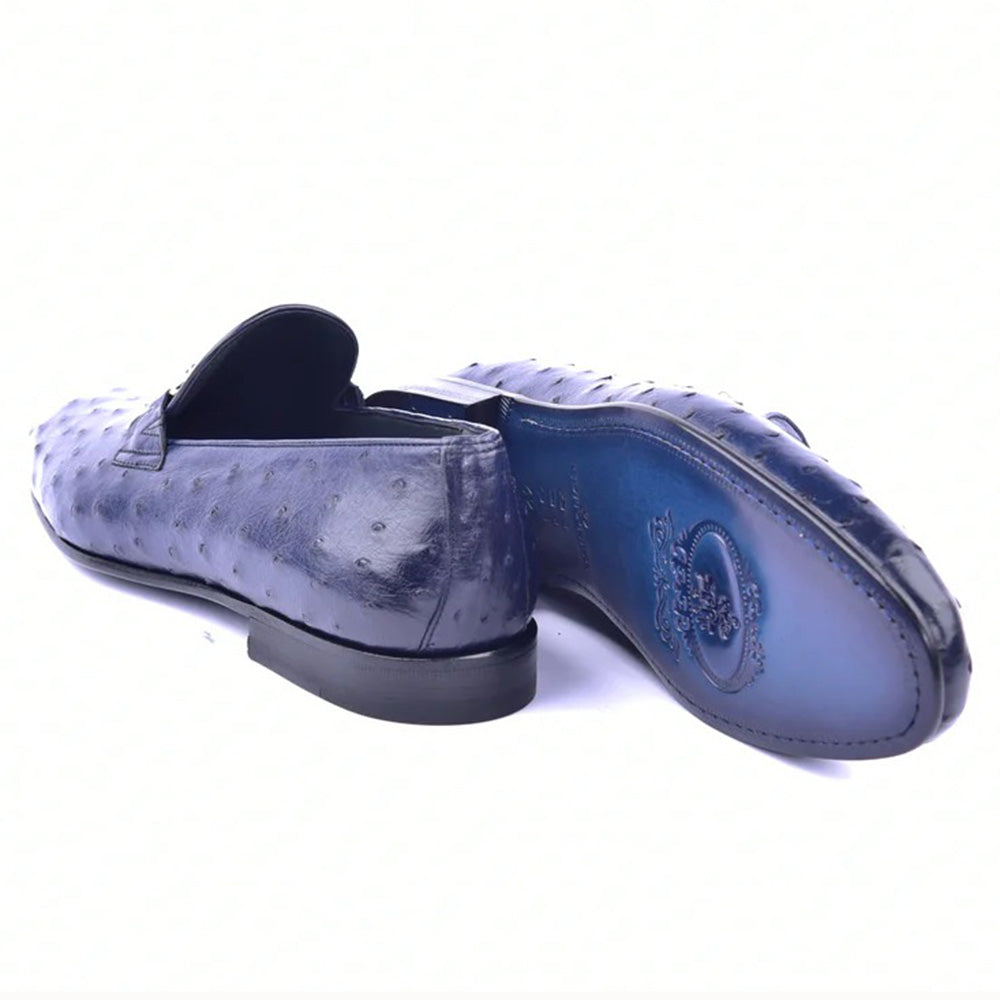 Corrente C02202-5405 Genuine Ostrich Loafers Navy