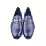 Corrente C02202-5405 Genuine Ostrich Loafers Navy
