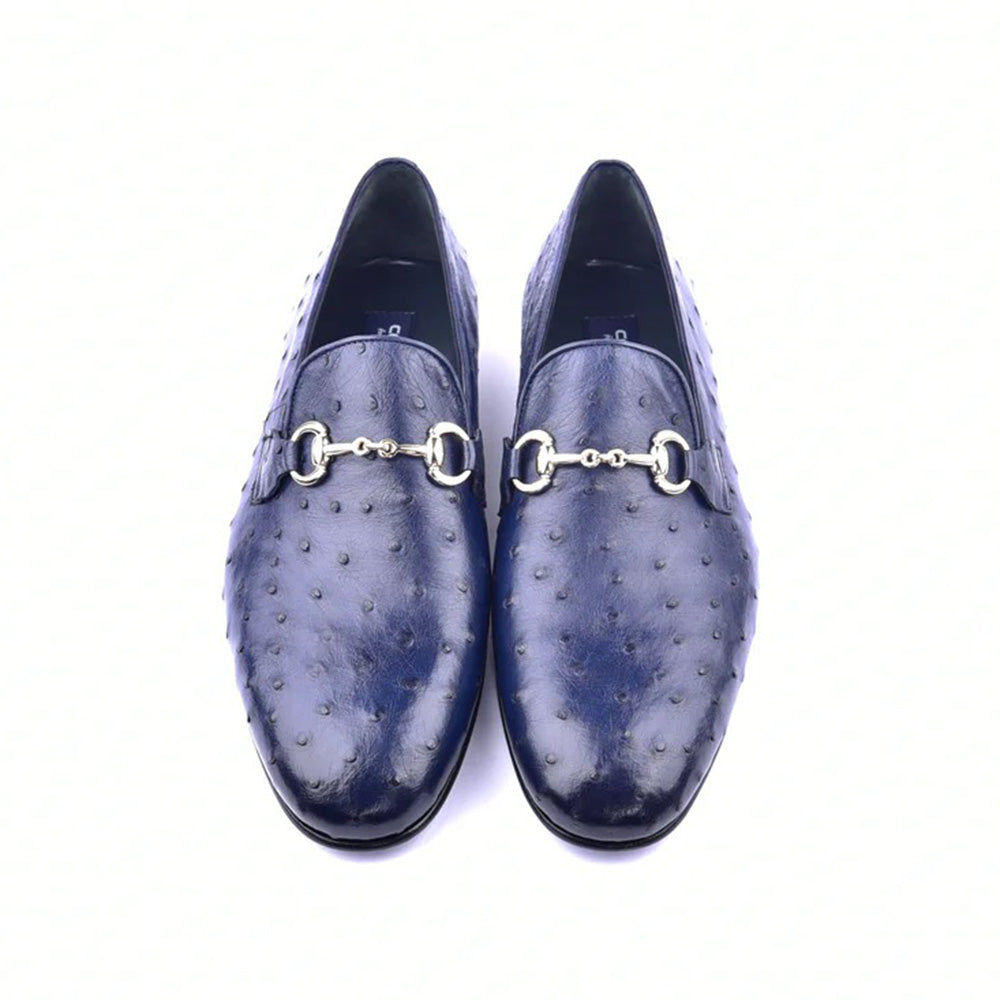 Corrente C02202-5405 Genuine Ostrich Loafers Navy