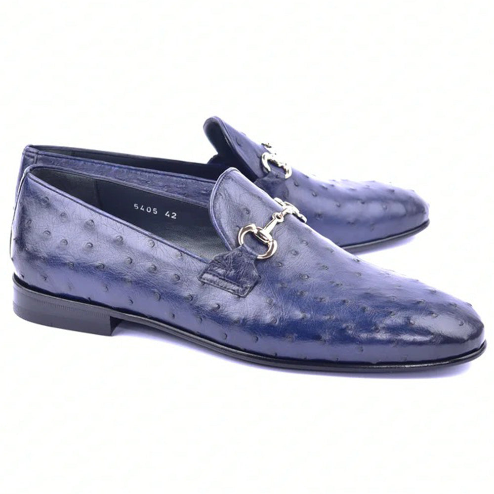 Corrente C02202-5405 Genuine Ostrich Loafers Navy