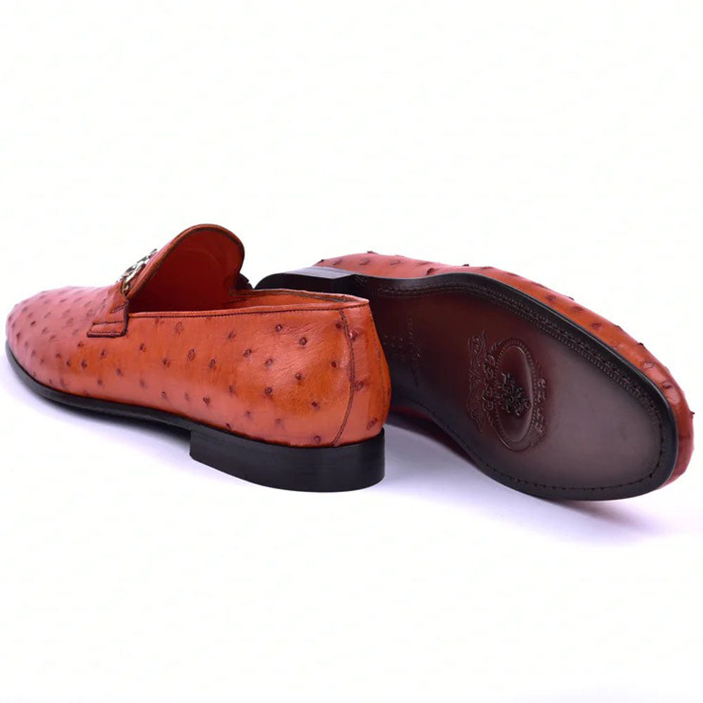 Corrente C02204-5405 Genuine Ostrich Loafers Rust