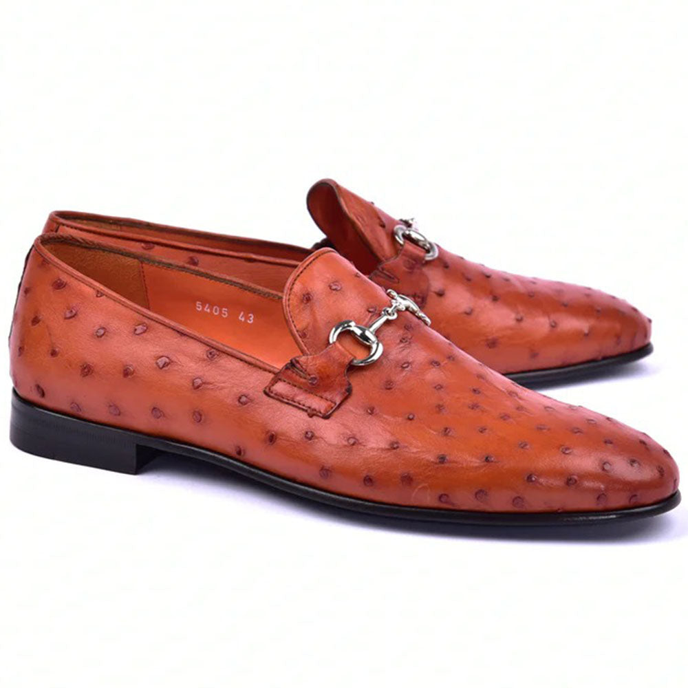 Corrente C02204-5405 Genuine Ostrich Loafers Rust