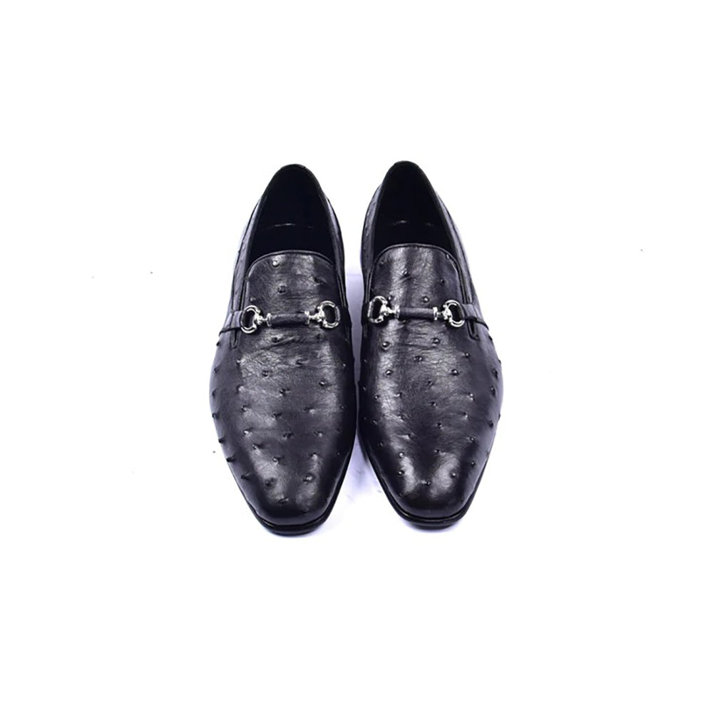Corrente C0222-5776 Genuine Ostrich Loafers Black