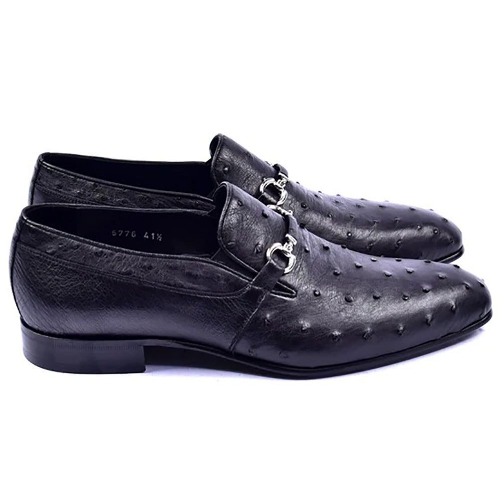 Corrente C0222-5776 Genuine Ostrich Loafers Black