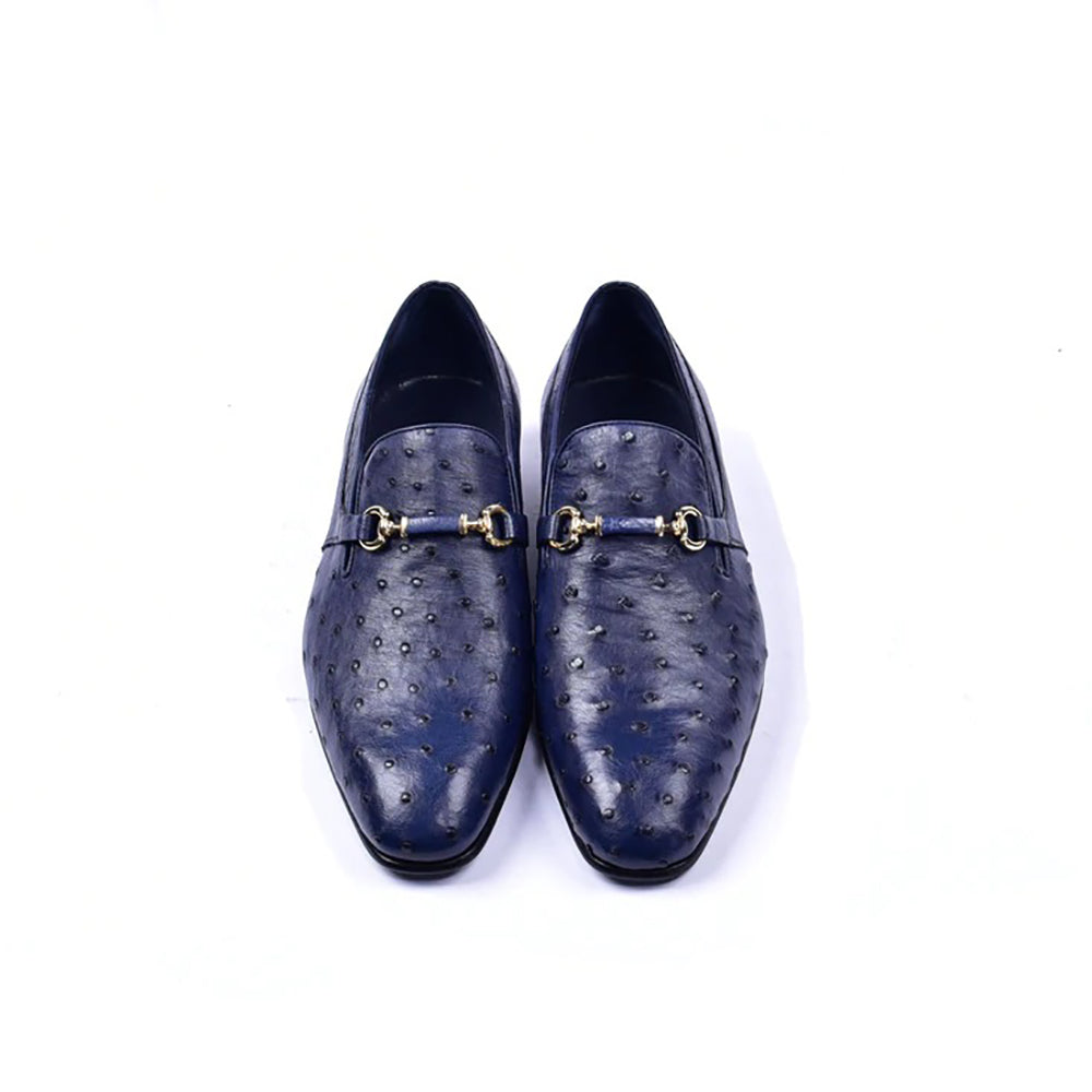 Corrente C0223-5776 Genuine Ostrich Loafers Navy