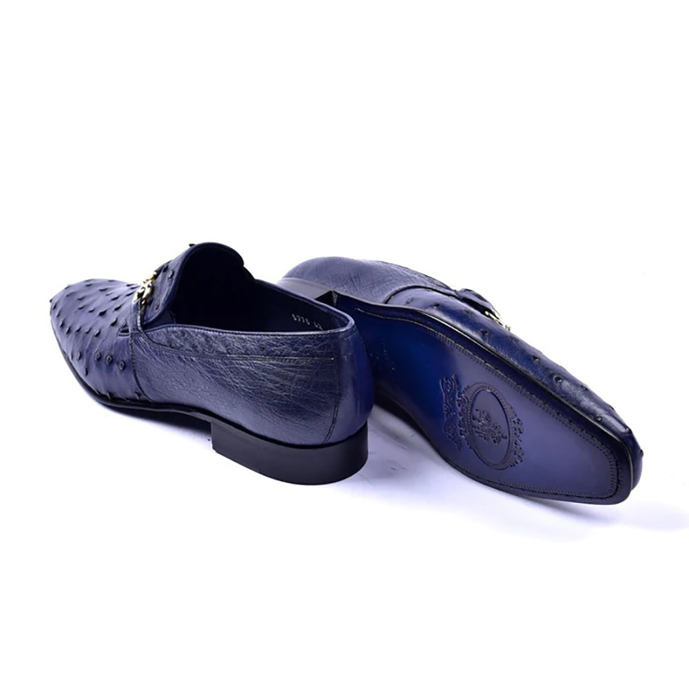 Corrente C0223-5776 Genuine Ostrich Loafers Navy