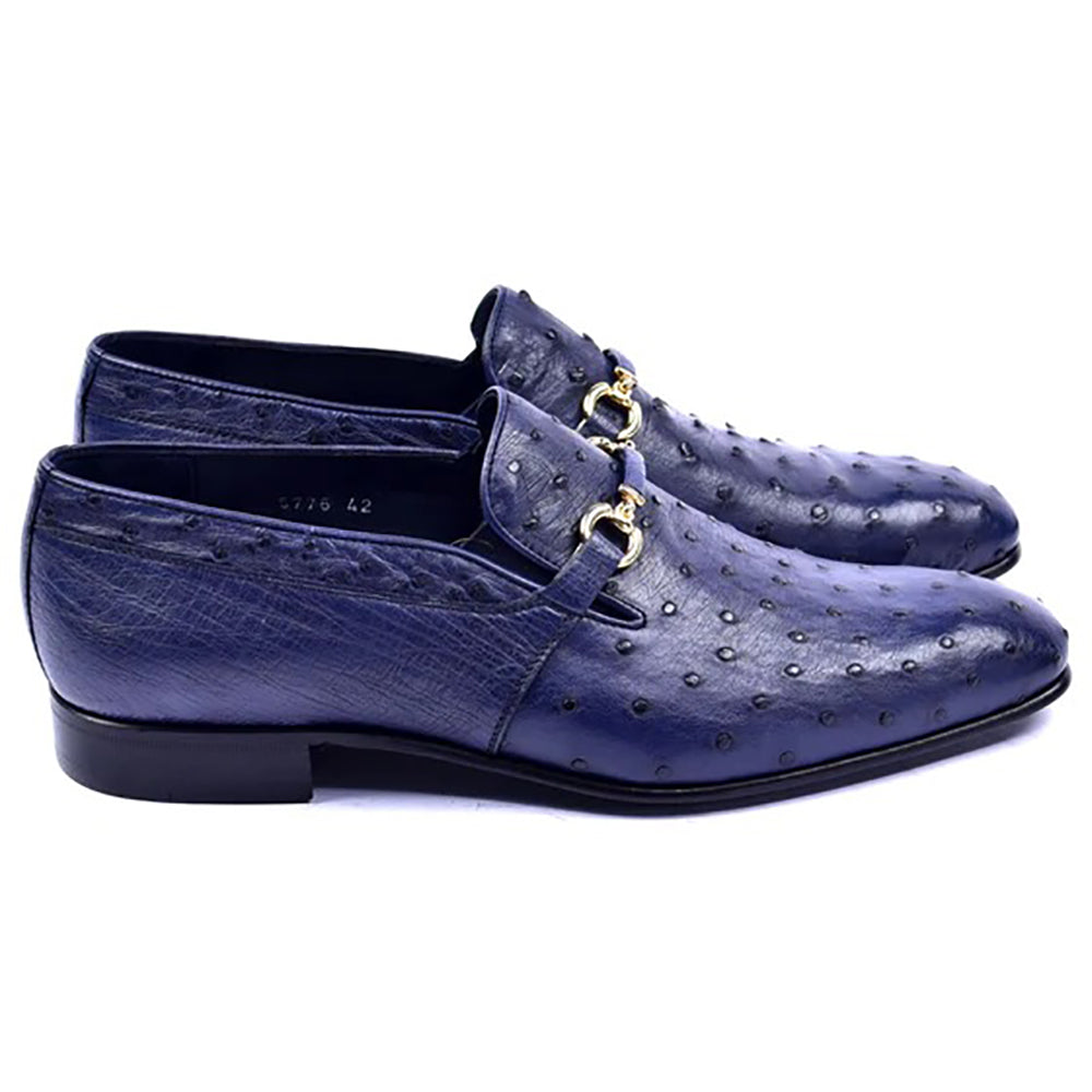 Corrente C0223-5776 Genuine Ostrich Loafers Navy