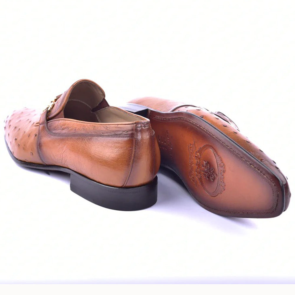 Corrente C0224-5776 Genuine Ostrich Loafers Tan