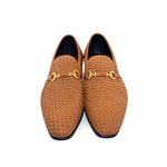 Corrente C024-5776 Buckle Woven Loafer Shoes Tan