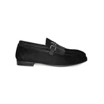 Corrente C025-4728S Suede Kilttie Buckle Loafer Shoes Black