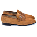 Corrente C028-4728S Suede Kilttie Buckle Loafer Shoes Sugar Cookie