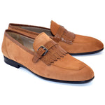 Corrente C028-4728S Suede Kilttie Buckle Loafer Shoes Sugar Cookie