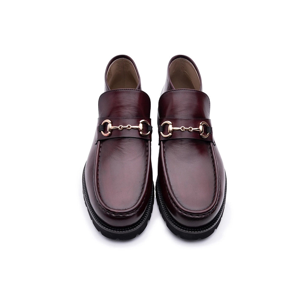 Corrente C0302-5786 Bit Buckle Ankle Boots Burgundy