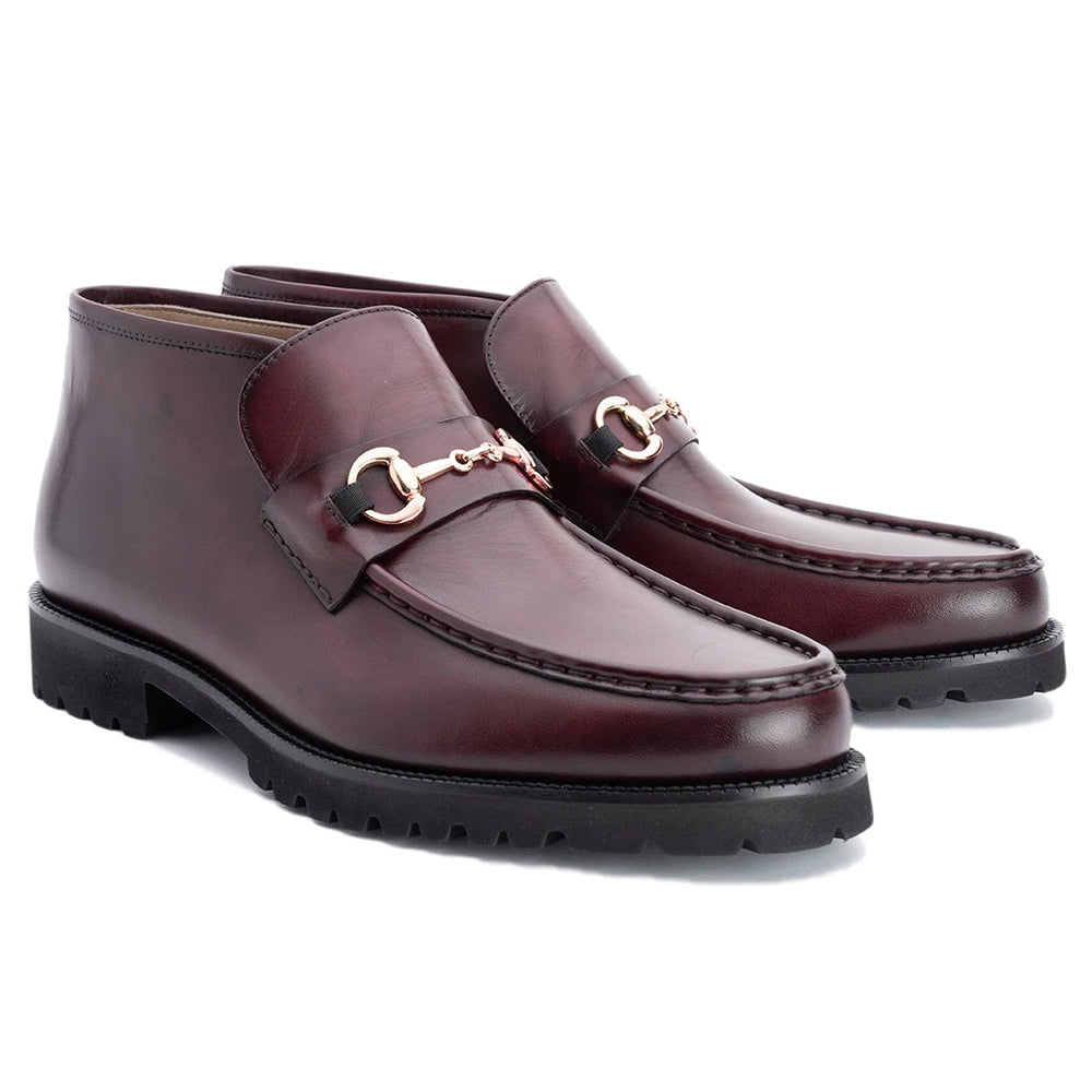 Corrente C0302-5786 Bit Buckle Ankle Boots Burgundy