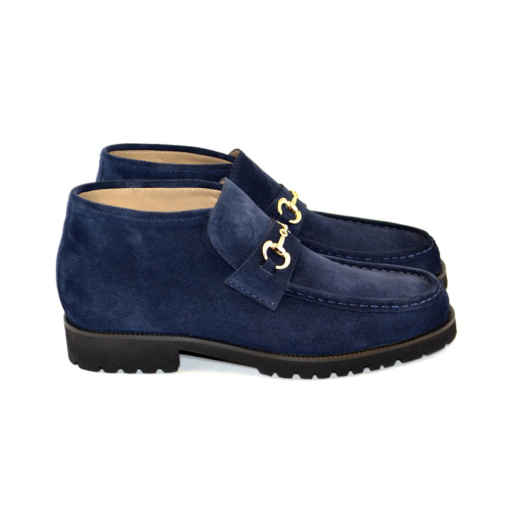 Corrente C032-5786S Bit Buckle Suede Suede Ankle Boots Navy