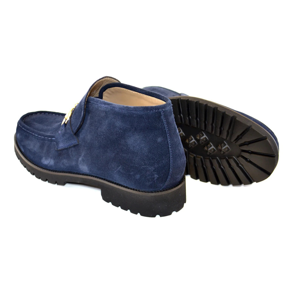 Corrente C032-5786S Bit Buckle Suede Suede Ankle Boots Navy