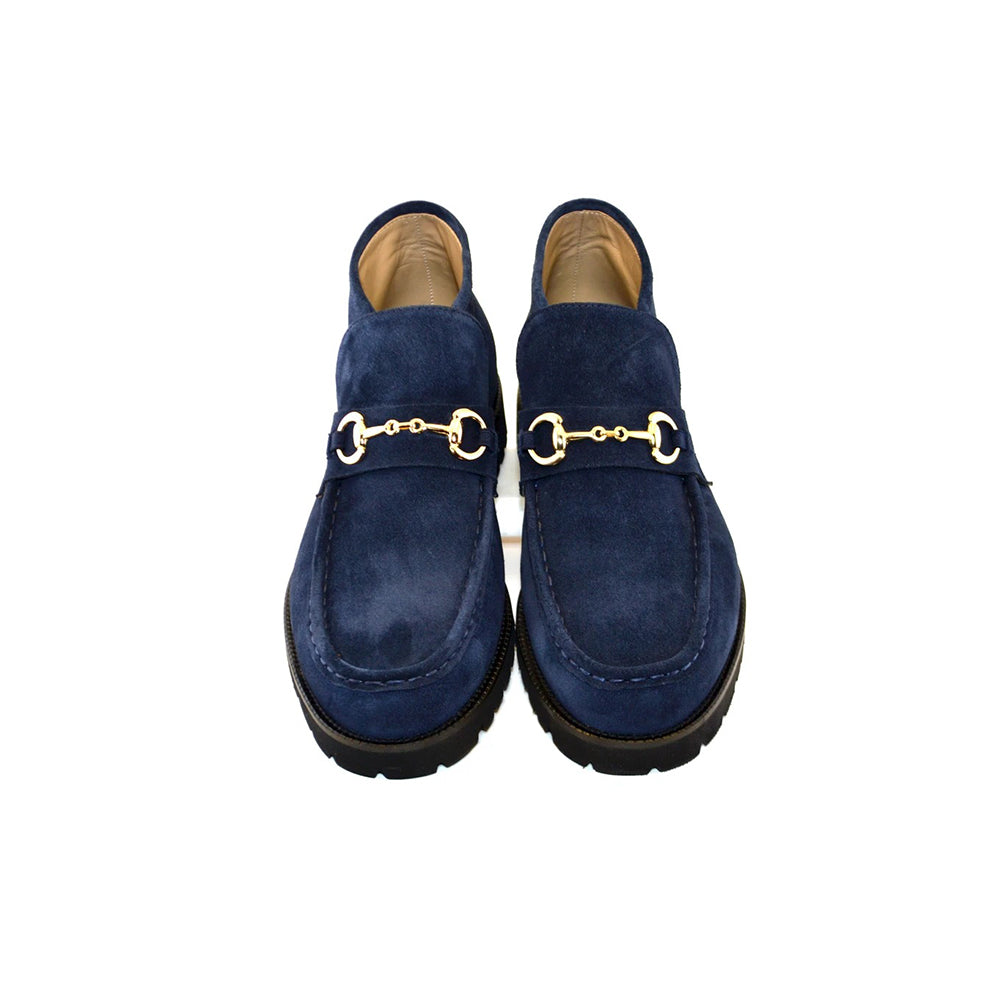 Corrente C032-5786S Bit Buckle Suede Suede Ankle Boots Navy