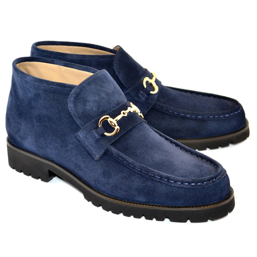 Corrente C032-5786S Bit Buckle Suede Suede Ankle Boots Navy
