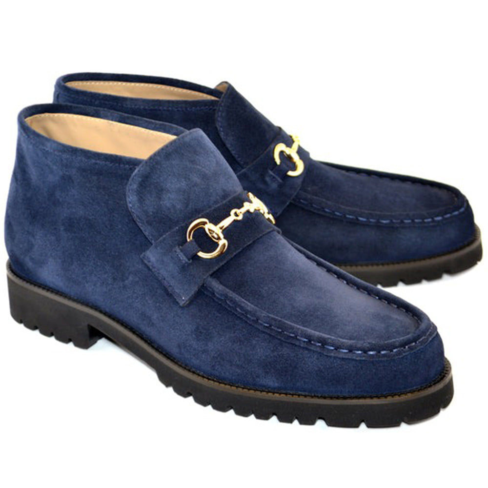 Corrente C032-5786S Suede Bit Buckle Ankle Boots Navy