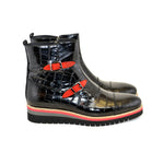 Corrente C033-5784 Croco Print Zipper Boots Black