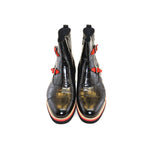 Corrente C033-5784 Croco Print Zipper Boots Black