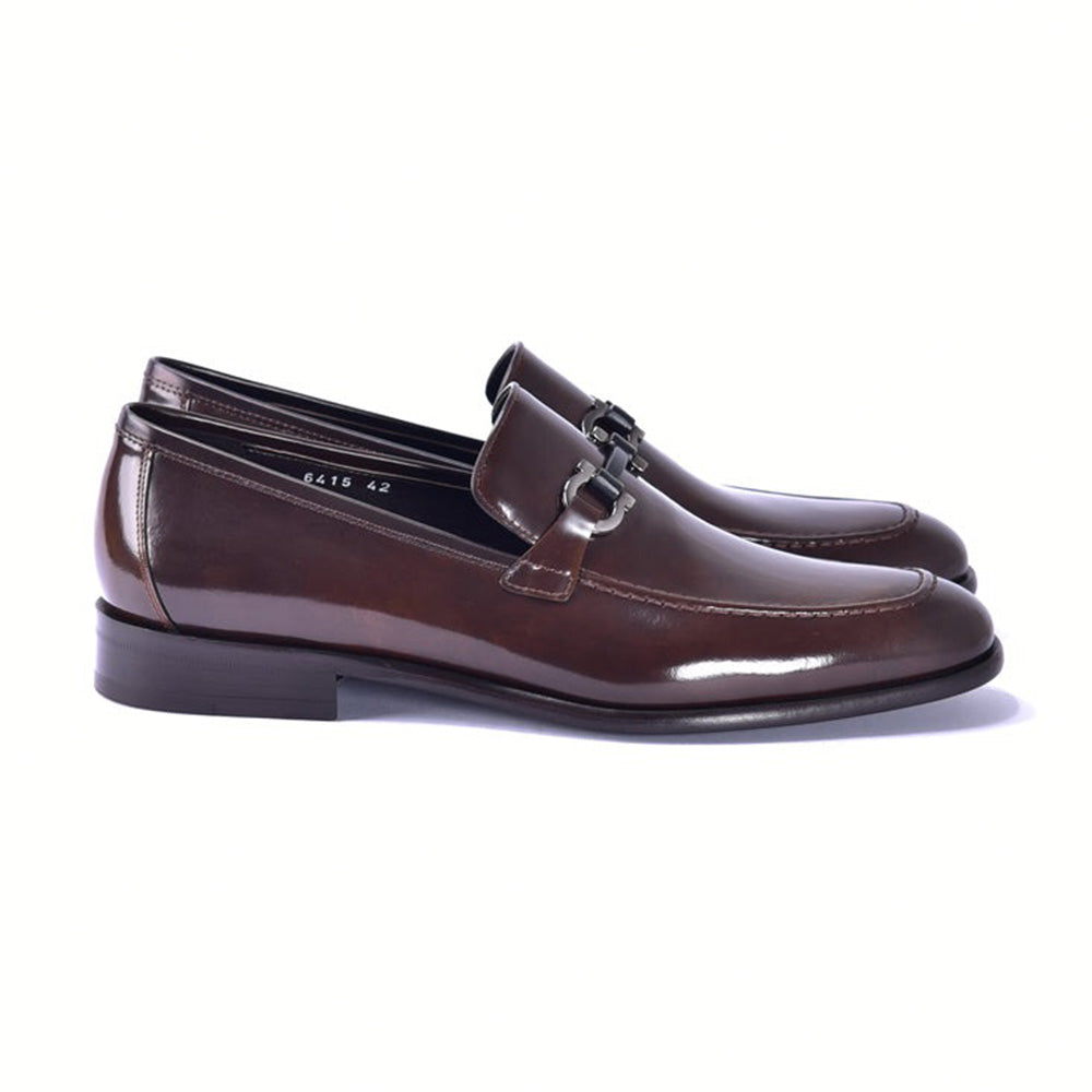Corrente C0432-6415 Lux Calfskin Buckle Loafers Brown