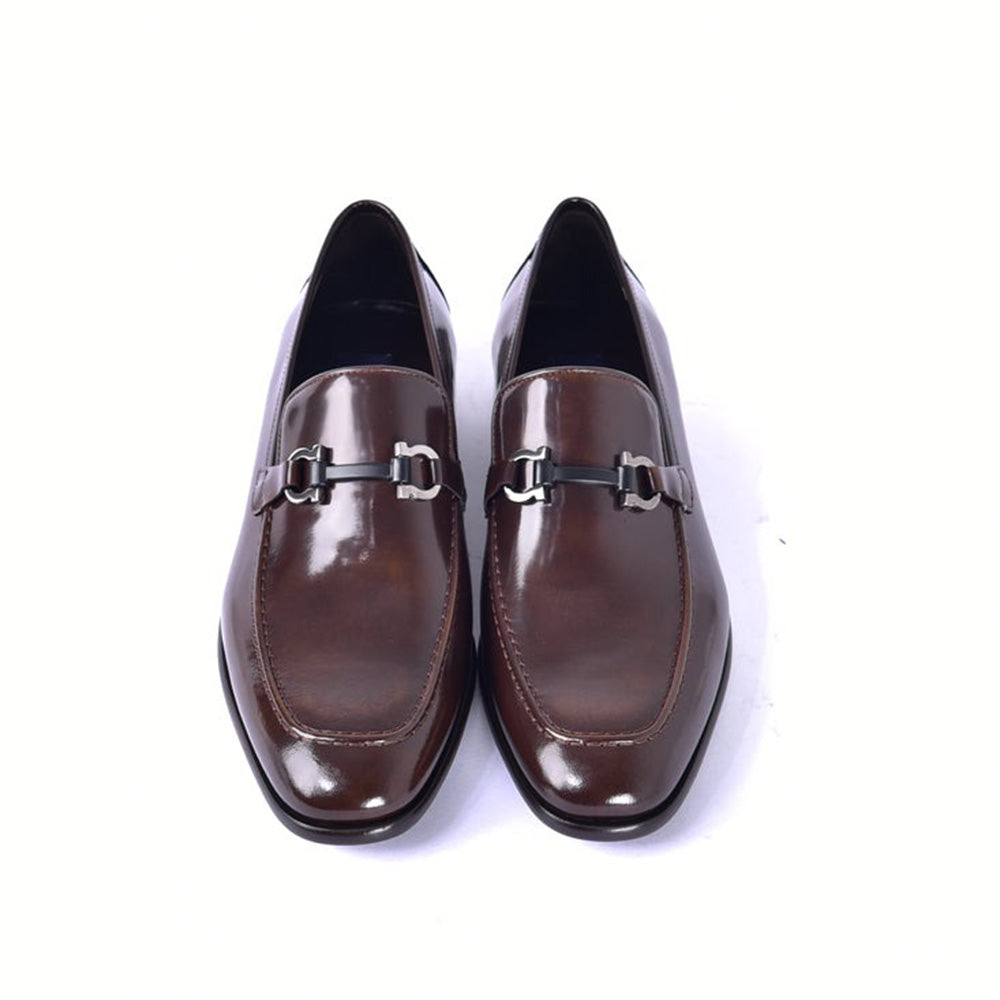 Corrente C0432-6415 Lux Calfskin Buckle Loafers Brown